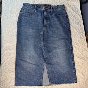 NWT Lucky Brand Women's Midi Skirt 6 5 Pocket Front Slit Denim Jean **Bonus**